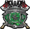 
	Fire Fighter Custom Maltese Cross Flaming Axe Decal Reflective in Inferno Green Flames
