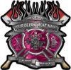 
	Fire Fighter Custom Maltese Cross Flaming Axe Decal Reflective in Pink Camo

