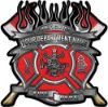 
	Fire Fighter Custom Maltese Cross Flaming Axe Decal Reflective in Red

