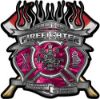 
	Fire Fighter Maltese Cross Flaming Axe Decal Reflective in Pink Camo
