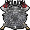 
	Fire Fighter Maltese Cross Flaming Axe Decal Reflective in Diamond Plate

