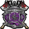 
	Fire Fighter Maltese Cross Flaming Axe Decal Reflective in Inferno Purple Flames
