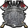 
	Fire Fighter Paramedic Maltese Cross Flaming Axe Decal Reflective in Diamond Plate
