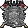 
	Fire Fighter Paramedic Maltese Cross Flaming Axe Decal Reflective in Inferno Gray Flames
