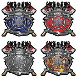 Firefighter Paramedic Decals with Maltese Cross, Star of Life and Twin Axes