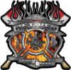 
	Fire Fighter Retired Maltese Cross Flaming Axe Decal Reflective in Inferno Flames
