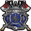 
	Fire Fighter Retired Maltese Cross Flaming Axe Decal Reflective in Inferno Blue Flames

