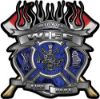 
	Fire Fighter Wife Maltese Cross Flaming Axe Decal Reflective in Inferno Blue Flames
