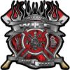 
	Fire Fighter Wife Maltese Cross Flaming Axe Decal Reflective in Inferno Red Flames
