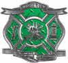 
	The Desire To Serve Firefighter Maltese Cross Reflective Decal in Green Diamond Plate
