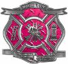
	The Desire To Serve Firefighter Maltese Cross Reflective Decal in Pink Diamond Plate
