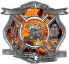 
	The Desire To Serve Firefighter Maltese Cross Reflective Decal with Inferno Flames

