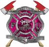 
	The Desire To Serve Twin Fire Axe Firefighter Maltese Cross Reflective Decal in Pink Camouflage
