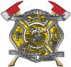 
	The Desire To Serve Twin Fire Axe Firefighter Maltese Cross Reflective Decal in Yellow Camouflage

