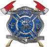 
	The Desire To Serve Twin Fire Axe Firefighter Maltese Cross Reflective Decal in Blue Diamond Plate
