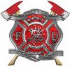 
	The Desire To Serve Twin Fire Axe Firefighter Maltese Cross Reflective Decal in Red Diamond Plate
