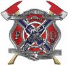 
	The Desire To Serve Twin Fire Axe Firefighter Maltese Cross Reflective Decal with Confederate Rebel Flag
