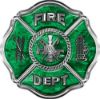 
	Traditional Fire Department Fire Fighter Maltese Cross Sticker / Decal in Green Camouflage 
