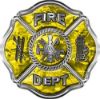 
	Traditional Fire Department Fire Fighter Maltese Cross Sticker / Decal in Yellow Camouflage 
