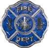
	Traditional Fire Department Fire Fighter Maltese Cross Sticker / Decal in Blue Diamond Plate
