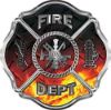 
	Traditional Fire Department Fire Fighter Maltese Cross Sticker / Decal in Fire Diamond Plate
