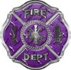 
	Traditional Fire Department Fire Fighter Maltese Cross Sticker / Decal in Purple Diamond Plate
