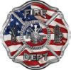 
	Traditional Fire Department Fire Fighter Maltese Cross Sticker / Decal with American Flag
