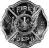 
	Traditional Fire Department Fire Fighter Maltese Cross Sticker / Decal in Gray Inferno Flames
