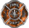 
	Traditional Fire Department Fire Fighter Maltese Cross Sticker / Decal in Orange Inferno Flames
