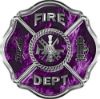 
	Traditional Fire Department Fire Fighter Maltese Cross Sticker / Decal in Purple Inferno Flames
