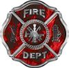 
	Traditional Fire Department Fire Fighter Maltese Cross Sticker / Decal in Red Inferno Flames
