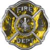 
	Traditional Fire Department Fire Fighter Maltese Cross Sticker / Decal in Yellow Inferno Flames
