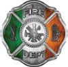 
	Traditional Fire Department Fire Fighter Maltese Cross Sticker / Decal with Irish Flag
