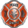 
	Traditional Fire Department Fire Fighter Maltese Cross Sticker / Decal in Orange
