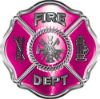
	Traditional Fire Department Fire Fighter Maltese Cross Sticker / Decal in Pink
