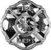 
	Traditional Fire Department Fire Fighter Maltese Cross Sticker / Decal with Racing Flag
