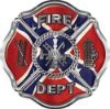 
	Traditional Fire Department Fire Fighter Maltese Cross Sticker / Decal with Confederate Rebel Flag
