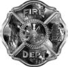 
	Traditional Fire Department Fire Fighter Maltese Cross Sticker / Decal with Gray Evil Skulls
