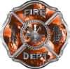 
	Traditional Fire Department Fire Fighter Maltese Cross Sticker / Decal with Orange Evil Skulls
