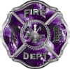 
	Traditional Fire Department Fire Fighter Maltese Cross Sticker / Decal with Purple Evil Skulls
