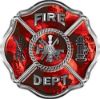 
	Traditional Fire Department Fire Fighter Maltese Cross Sticker / Decal with Red Evil Skulls
