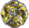 
	Traditional Fire Department Fire Fighter Maltese Cross Sticker / Decal with Yellow Evil Skulls
