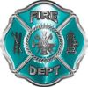 
	Traditional Fire Department Fire Fighter Maltese Cross Sticker / Decal in Teal
