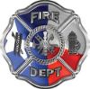 
	Traditional Fire Department Fire Fighter Maltese Cross Sticker / Decal with Texas Flag
