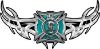 
	Tribal Wings with Fire Rescue Firefighter Maltese Cross In Teal
