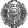 
	We Walk Where the Devil Dances Fire Rescue Fire Fighter Maltese Cross Sticker / Decal in Silver
