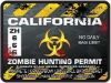 Zombie Hunting Permit Decal Danger Zone Style for California