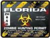 Zombie Hunting Permit Decal Danger Zone Style for Florida