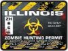 Zombie Hunting Permit Decal Danger Zone Style for Illinois