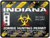 Zombie Hunting Permit Decal Danger Zone Style for Indiana